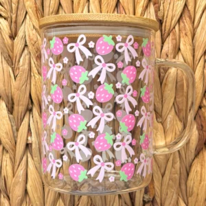 Coquette Strawberries 15 oz. Glass Mug