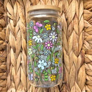 Spring Bloom Clear 16 oz. Glass Cup
