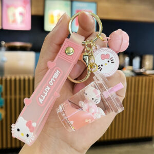 1pc pour Boba Tea Cup Porte-clés - Charmant charm en PVC avec un design panda rose, une fermeture dorée et des accents de ruban, parfait pour les sacs à dos,