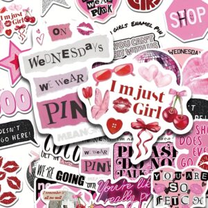 Lot de 50 Autocollants Rose Style Y2K pour Téléphone, Ordinateur Portable, Scrapbooking, Valise, Guitare